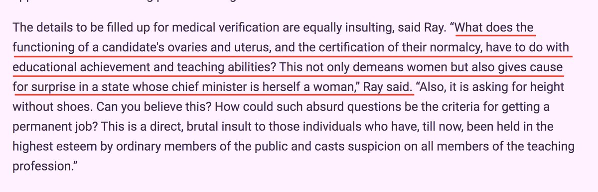 Unbelievable! Do you know what the Bengal government has mandated for appointment of lady lecturers in West Bengal colleges?
They have to state if their ovary and uterus are functioning!
The government also wants to know what is their height without shoes!
news18.com/news/india/con…