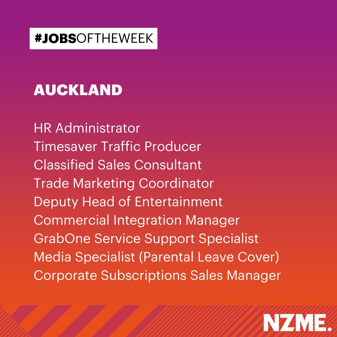 #jobsoftheweek Check out this job line up at our Auckland HQ! ❤️Lookin’ good 😍 Apply at careers.nzme.co.nz #nzmecareers #nzmerocks