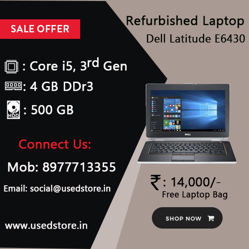 used_store's tweet image. Flat 20% off on Refurbished Laptop Dell Latitude E6430 with free laptop bag. Grab this deal before it gets out of stock from usedstore website.
 
Intel core i5, 3rd Gen, 4gb, 500gb hdd

For more information:
Visit: usedstore.in/refurbished-la…
 
#RefurbishedLaptops
#Usedstore