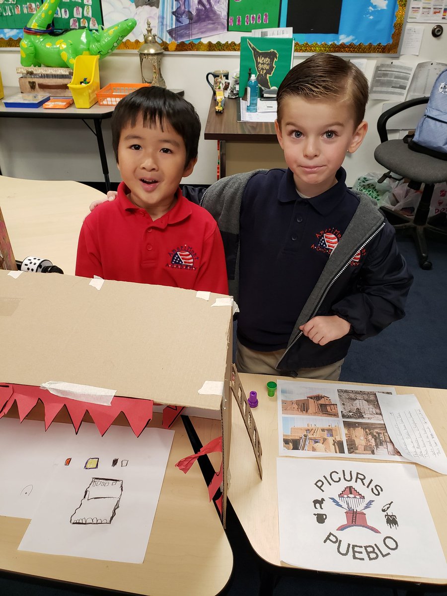 AMAElementary's tweet photo. Students at @AMAElementary participate in bi-yearly PBL projects to promote a deeper understanding of the real world in a student-led environment. Today, the TK class presented their research projects for parents and peers about houses around the globe. #edchat #socialstudies https://t.co/PDNsbMM326