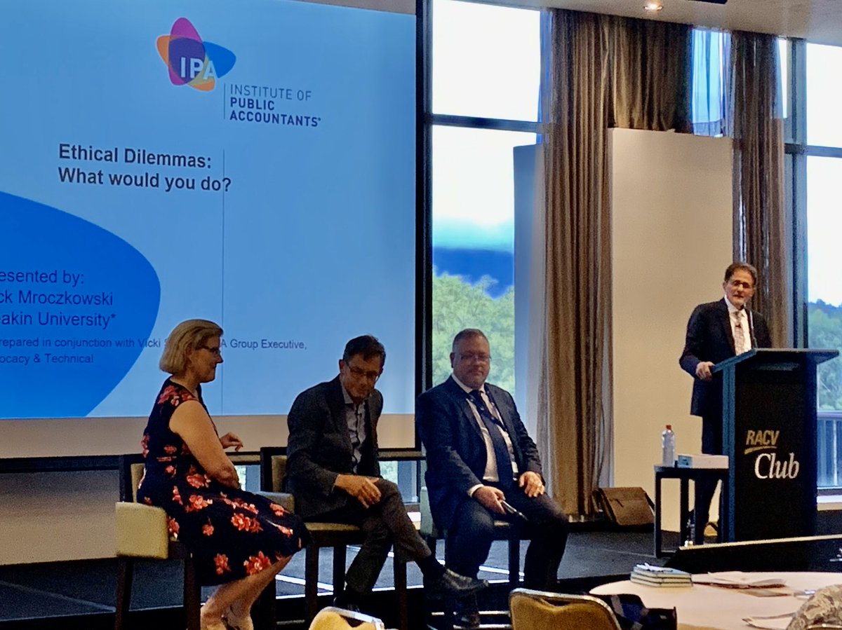 Dr Nick Mroczkowski, Tony Greco, Sam Dean and Ivan Glavas discuss ethical dilemmas #itsallaboutdoingtherightthing with <a href="/ipaaccountants/">IPA</a> delegates at #IPAVICCONGRESS2020 #ethics #accounting