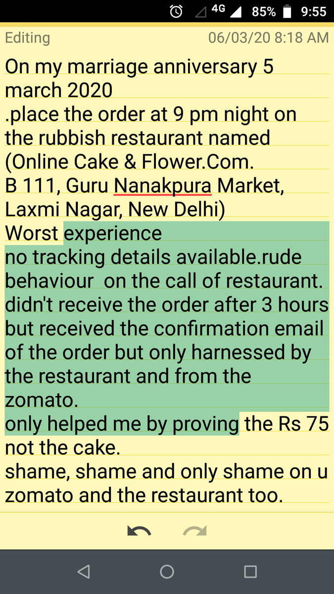 Satish_Mis's tweet photo. @Zomato @zomatocare @ZomatoIN
  Yesterday 5 march 2020 On my marriage anniversary 5 march 2020
.place the order at 9 pm night on zomato- 
(Online Cake &amp; https://t.co/P8FsXrGqiQ
Worst experience as the zomato executive tried to help but was bounded by rules I didn't received order https://t.co/4lk7f6NQac