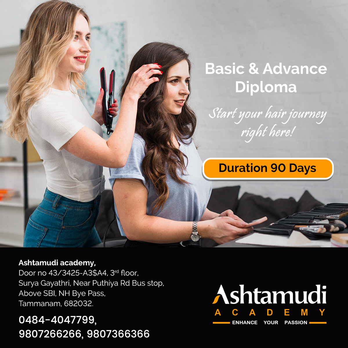 We offer professional hair classes with the basics and advanced techniques.
#Beauty
#Makeup
#Fashion
#SkinCare
#Beautician
#HairCourse
#MakeupArtist
#MakeupCareer
#MakeupTraining
#MakeupCourses
#MakeupAcademy
#BeautyandFashion
#MakeupWorkshop
#HairStyleWorkshop
#AshtamudiAcademy