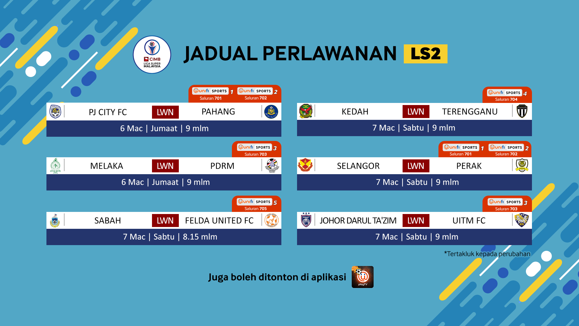 Liga super jadual Jadual Liga