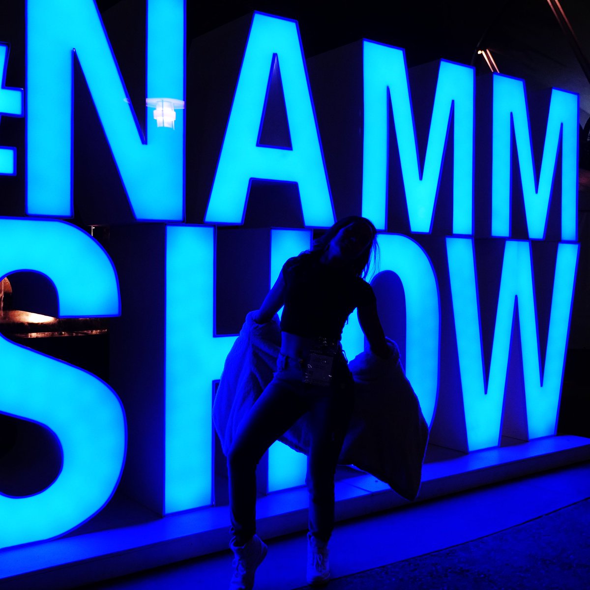 DovleyMusic's tweet photo. When the music just takes you! Shimmy all those clothes off! Thank you @NAMM @NAMMFoundation  for an incredible weekend! T-minus TOMORROW for the release of my music video “Ricochet”! ✨💡 📸 @hersonac #dovleymusic #nammshow #NewRelease https://t.co/TFk4TM7juX