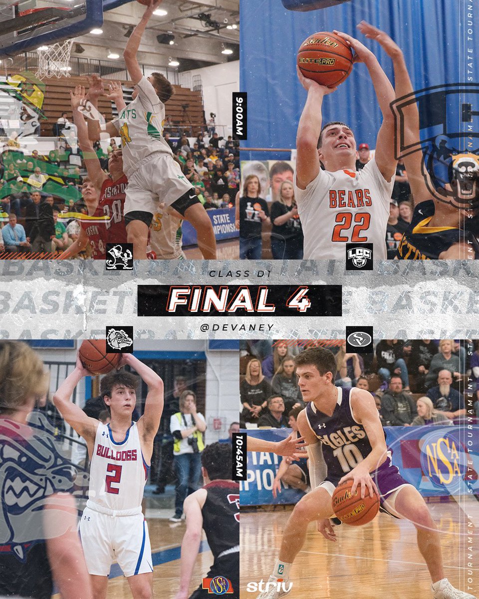 It’s Semifinal Friday! Class C1 &amp; Class D1 kick off the morning session at <a href="/PinnacleArena/">Pinnacle Bank Arena</a> &amp; Bob Devaney Sports Center! 

<a href="/strivsports/">Striv Sports</a> | #nebpreps