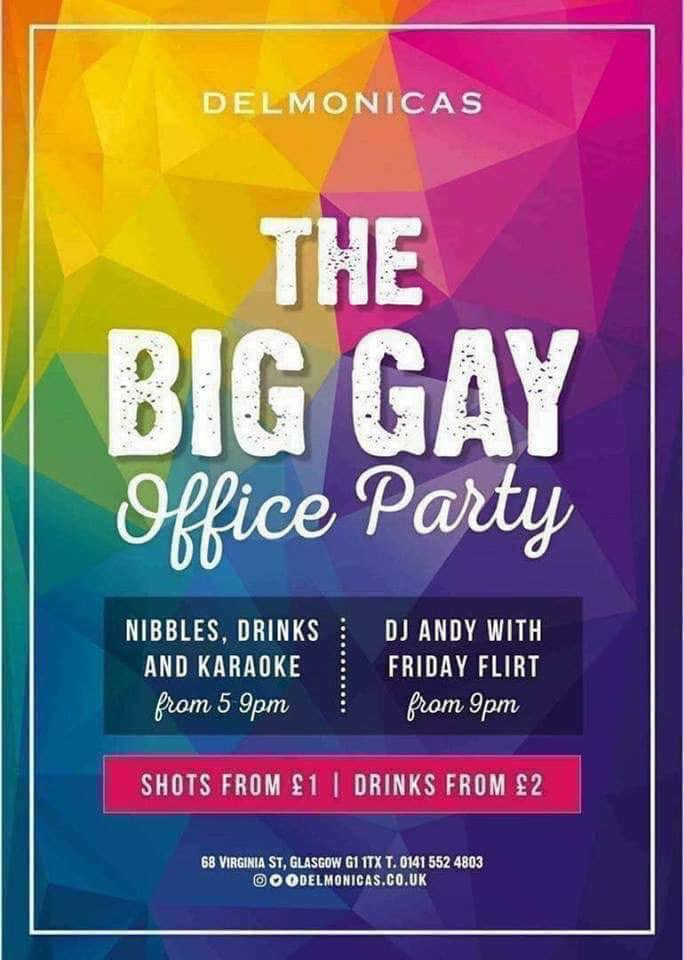 🤩FRIYAAAAAY🤩

Drinks flowing, tunes blasting, banter 💯 

We’re having a 🌈BIG GAY OFFICE PARTY🌈
5pm till 9pm
Afterwards it’s all about the DJ Andy experience🥰

‼️PRs will be in later on with FREE PASSES to Polo‼️

Weekends done right at Delmonicas ✅ 

I❤️Dels