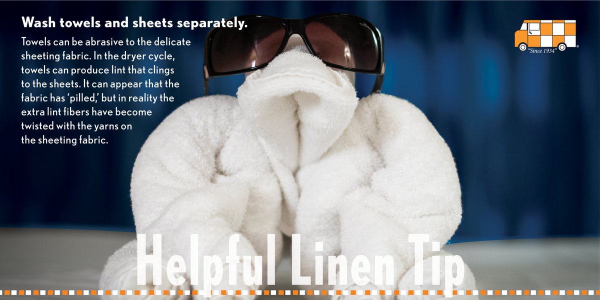CheckeredTruck's tweet photo. Happy #Friday!! As a general rule, it’s better to wash sheets and towels separately because of the towel fibers that can stick to your sheets. Keep your sheets pristine by opting for separate loads!
#Helpful #YourLinenService #LinenService #TextileService #Linen #Fabric #Towel https://t.co/1N7rHY0o0V
