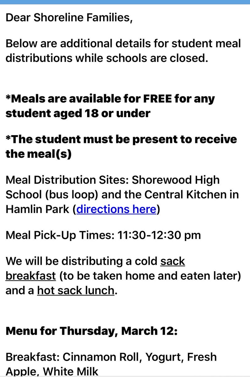 SyWildcats's tweet photo. Meal distribution in Shoreline https://t.co/xBjP6UgCng