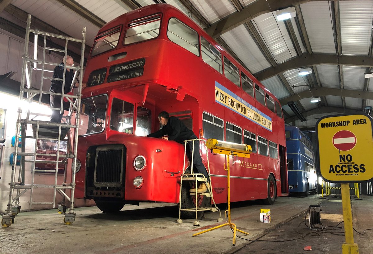 TTShields's tweet photo. Only a week to go before going back into service! - Good progress being made on the repaint of Midland Red #BMMO D9 motor-bus (6342HA) @BCLivingMuseum https://t.co/O3c0Ym3CYo