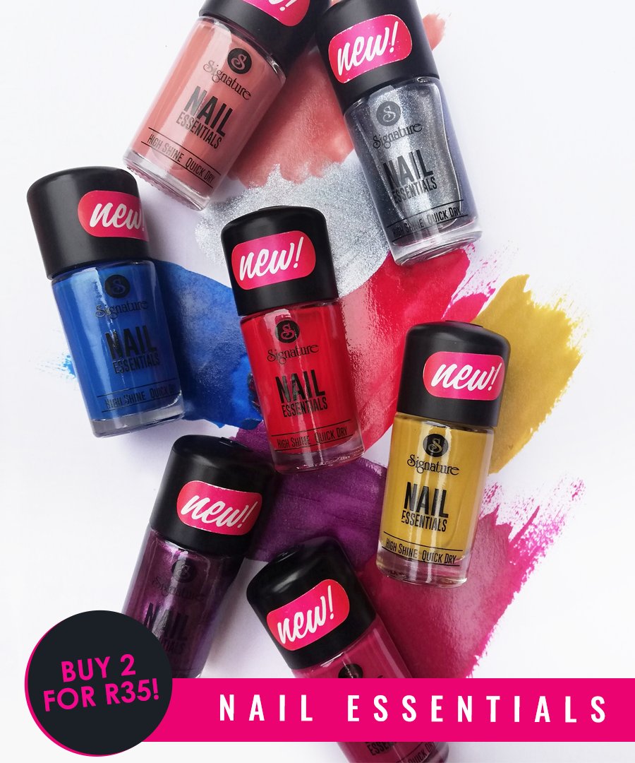 sigcosmetics's tweet photo. Buy 1 Signature Nail Essentials nail polish for R25 or buy 2 for R35! Save R15! 🤩💅

https://t.co/p5wOPgvlEs

#nailessentials #nailpolish #nailenamel #nailcolour #signaturenails #lovesignature https://t.co/pBcS0dmf5Z