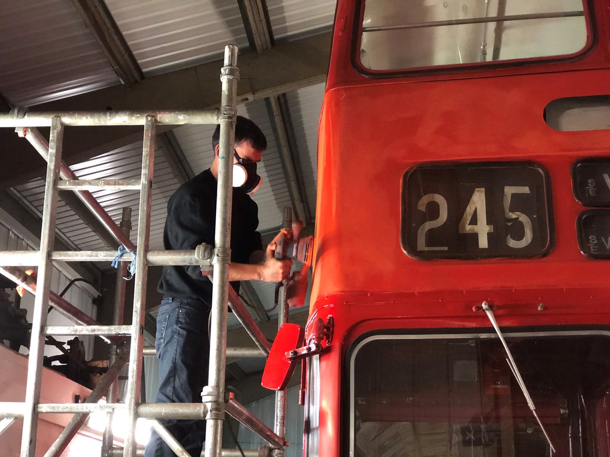 TTShields's tweet photo. Only a week to go before going back into service! - Good progress being made on the repaint of Midland Red #BMMO D9 motor-bus (6342HA) @BCLivingMuseum https://t.co/O3c0Ym3CYo