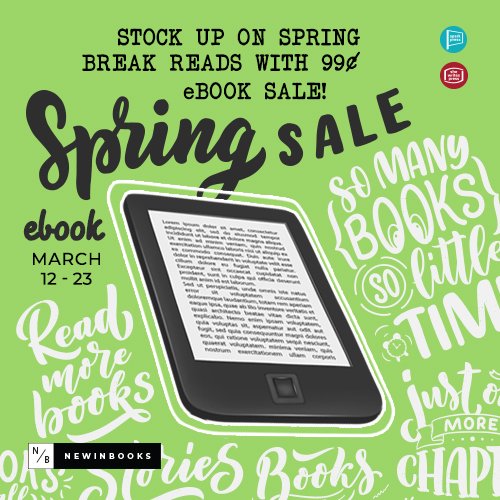 shewritespress's tweet image. It’s day 2 of the #SpringEbookSale! 📱📚Comment below and share which #eBook you’ve snagged for 99¢. 🥳 bit.ly/2Q9fKl3 @NewInBooks  #springbreakreading