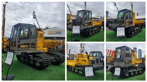 TerramacUSA's tweet photo. This CONEXPO-CON/AGG we have our full line of carriers on display! Visit us in the Festival Lot, #F1732 and get a walk-around of our RT6, NEW RT7R, RT9, RT14 & RT14R models. #Terramac #IMakeAmerica #OffRoadEquipment #CrawlerCarriers #RubberTrackedEquipment #TrackDumpers https://t.co/DxMvnfNKj4