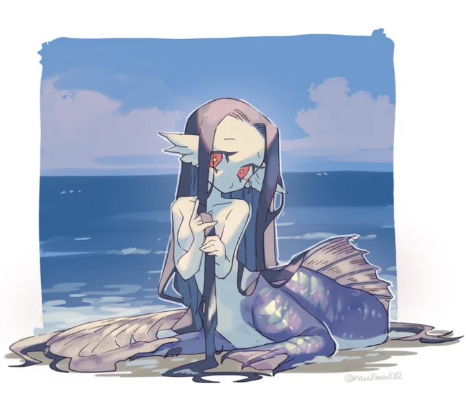 #人外版深夜の真剣お絵描き60分一本勝負
「アマビエ」ちゃん 