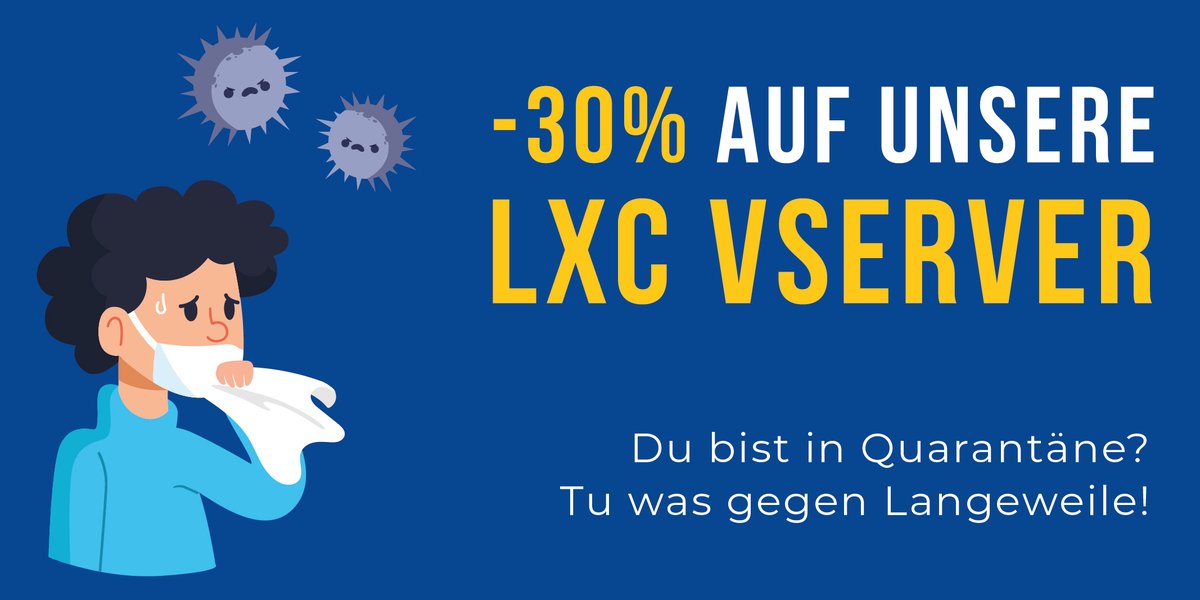 CyberseGmbH's tweet photo. ➡️ https://t.co/AA28YPUnSm RABATTCODE: CORO30 Du bist in Quarantäne? 
Und jetzt ist dir zusätzlich auch noch langweilig? 

Wir haben den besten Deal des Tages für dich! -30% sparst du aktuell bei unseren SSD LXC vServern.
#ssd #lxcvserver #serversale #sthosting #coronavirus https://t.co/gUfH8BFF5w