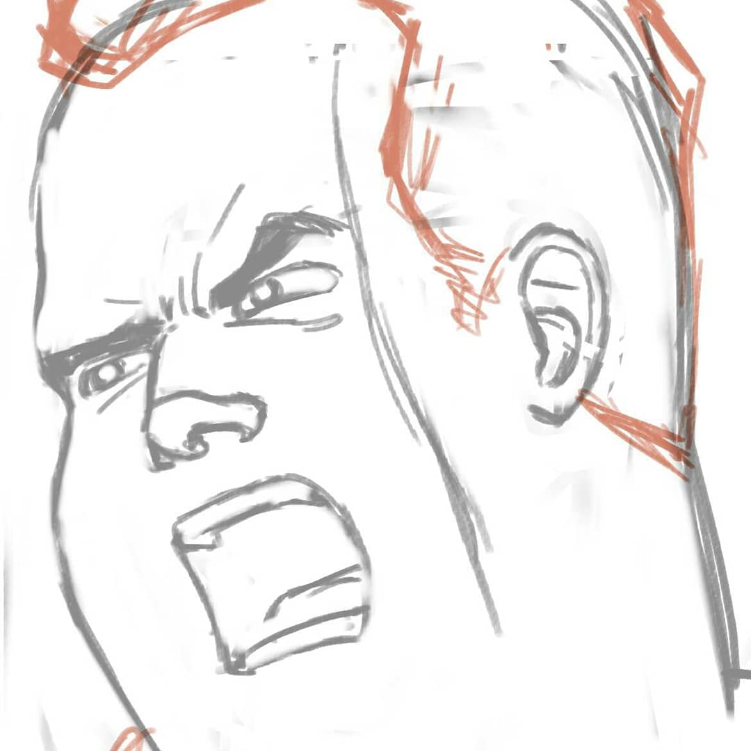 vinicius_draw's tweet photo. Grumpy guy yelling. #TopCowTalentHunt #TopCow #comics #TheDarkness https://t.co/v9Tarlb4PG