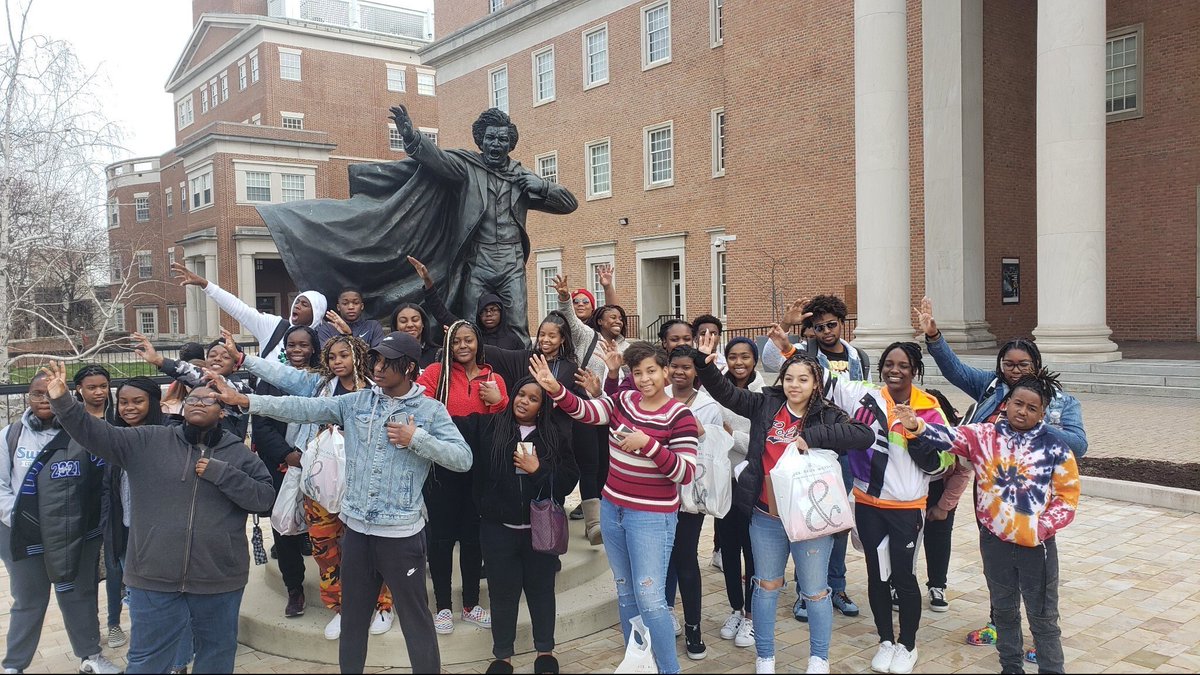 MISDSummitJags's tweet photo. On the campuses of the Universtiy of Maryland (statue of Frederick Douglass), and Howard University. It’s been a fantastic and memorable experience! This is how we Summit!💙

#SHSCollegeTours
#Opportunities
#CollegeIsForMe
#CollegeReadiness
#SummitHighSchool
#WeBelongInCollege https://t.co/4VSec72Hb8