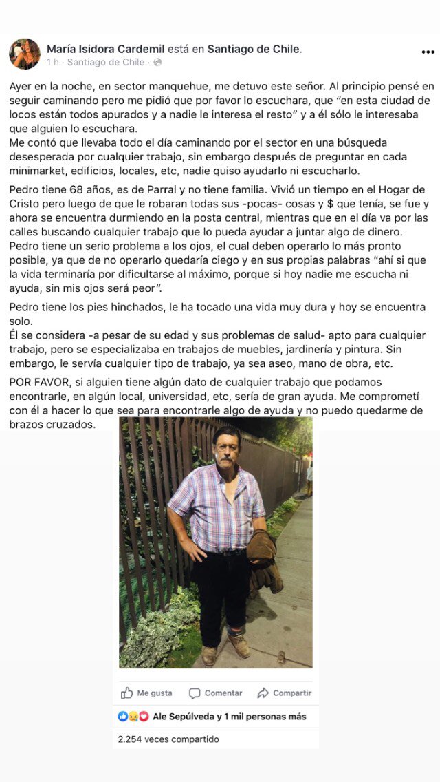 IsiCardemil's tweet photo. Ayudemos a Don Pedro!!! Cualquier dato o difusión se agradece🙏🏼❤️ (Me reuniré con él en la posta central donde está viviendo, si alguien tiene algún celular que podamos pasarle, mejor!!!) https://t.co/xHhLoXyXsb
