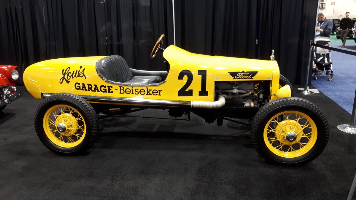 GrahamHeeps's tweet photo. Well that didn't last long. #autoshowyyc cancelled yesterday afternoon. Star of the show for me was this 1922 #FordModelT racer, raced in the '60s by a @FordCanada dealer in Beiseker near Calgary. Still runs. 120km/h with no belts and no front brakes! #FordPerformance @AJACanada https://t.co/G6MeDWM9LE