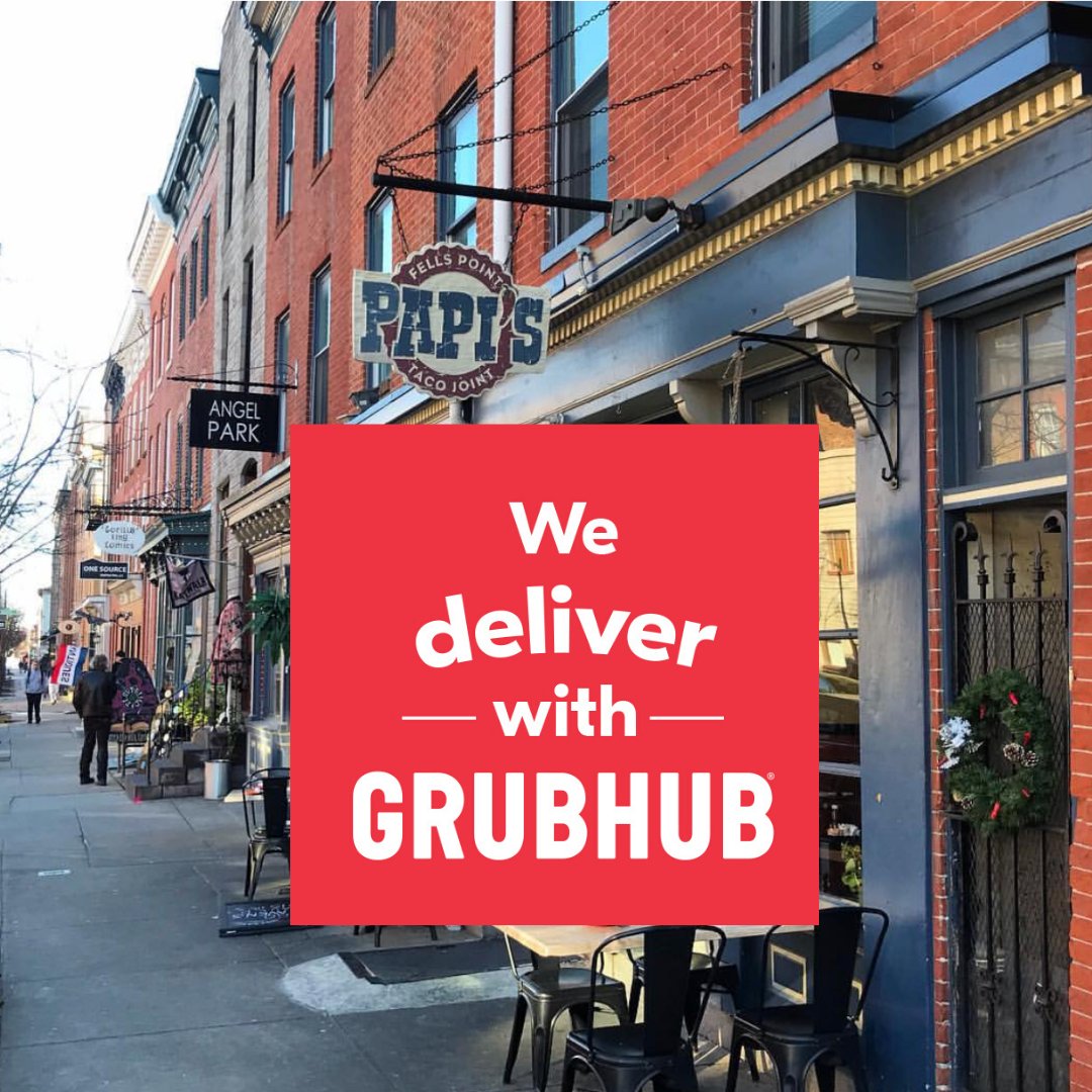Not in the mood to venture out? We can deliver to you via <a href="/Grubhub/">Grubhub</a> 
Take the stress out of your day and enjoy some Papi's Tacos Fells at your door!
#Delivery #StayHealthy #GrubHub #PapisTacos #FellsPoint #MyBmore