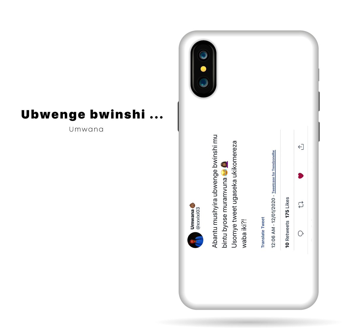 trendzonerw's tweet photo. Tweetcase For TrendzoneRw | @reppin250 
Ladies and gentlemen Allow me to introduce you Tweetcase for TrendzoneRw, where you can customize your own tweetcase! 
Dm us a link of your tweet. 
#tweetcaseforTrendzoneRw https://t.co/8x9bpHyJvL
