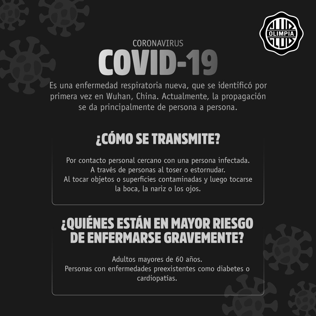 elClubOlimpia's tweet photo. Atención. ⚠️

En este momento es importante entender a qué nos enfrentamos.

¡Difundamos información responsable, estemos unidos! 

#COVID19
#Paraguay 🇵🇾 https://t.co/jv73myapDO