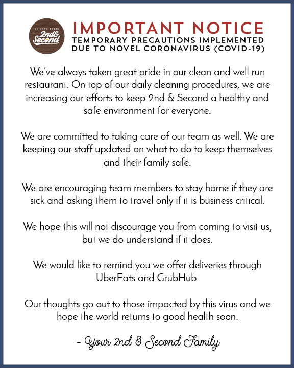 2ndNSecond's tweet photo. A note to our amazing customers in light of the current COVID-19 outbreak.

The health and safety of our staff, and our customers is our top priority always. ❤️ https://t.co/EpgQweQDvb