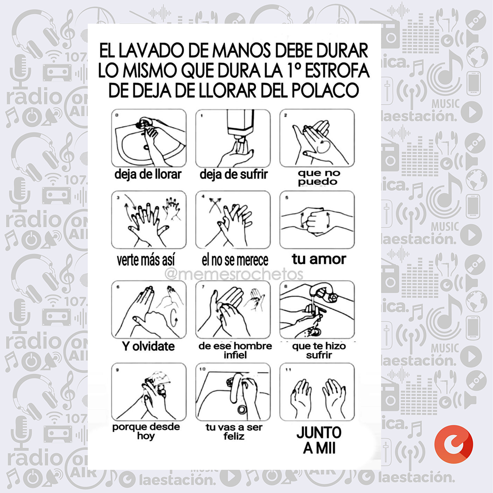LaEstacionFM's tweet photo. [REVENTON] ¡Buuuen viernes! No todo es joda chicos, hoy vamos a aprender juntos un metodo de prevención, ¿okey?

Mientras nos lavamos las manos repitan conmigo... DEJA DE LLORAR, DEJA DE SUFIR... 🎶😂
Cantala vos tambien y participa por un regalo de nuestros amigos de #Lexys🙋‍♀️🙋‍♂️ https://t.co/zi29beA0C6