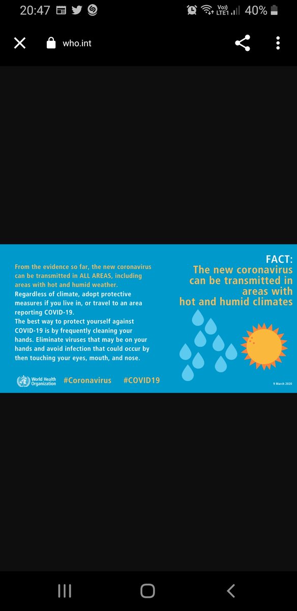 #StaySafe #mythvsfact #CoronaOutbreak <a href="/WHO/">World Health Organization (WHO)</a>

Source:  WHO official website!
who.int/emergencies/di…