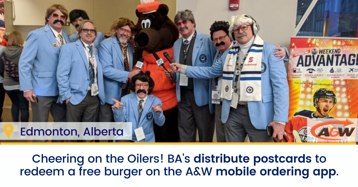 FerventEvents's tweet image. Who doesn't love a free burger? 🍔Our BA's at their third A&amp;amp;W shift at The Rogers Centre for the Oilers games. Teams gave out vouchers for a free teen burger to game attendees encouraging the use of the mobile ordering app.
—
#appdownloads #brandawareness #canada #eventsmarketing