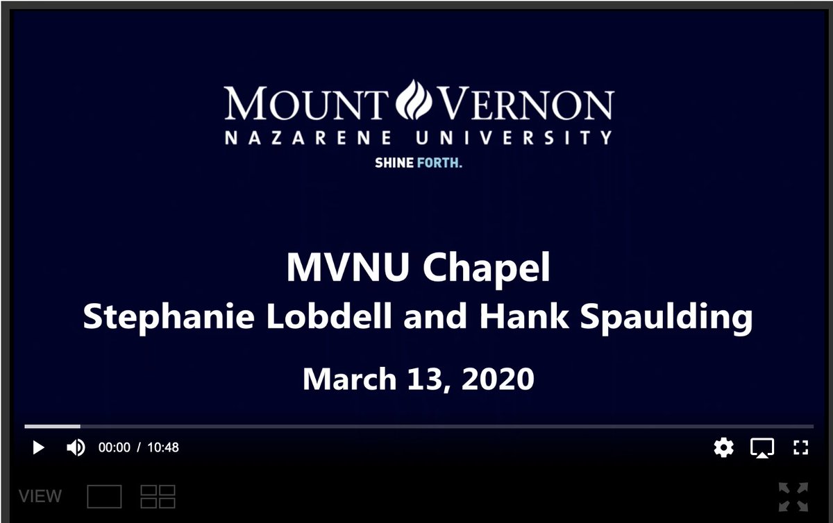 CampusMvnu's tweet photo. Hey Friends!  No face-to-face chapel today but here's 
"A Good Word with Pastor Steph and Dr. Hank" 
about faithfulness in the midst of fear.

https://t.co/gEmD7CAiK8 

#MVNUchapel

@mvnu1968 https://t.co/1uXU1cjjIS
