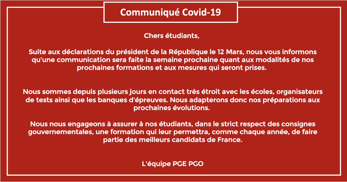 Communiqué #COVID2019