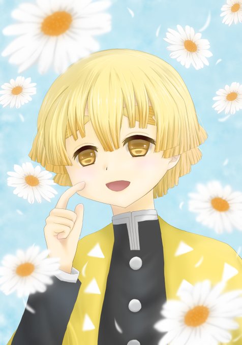 咲倉りみ🍼さんがTwitterに投稿した我妻善逸(鬼滅の刃)のイラスト。