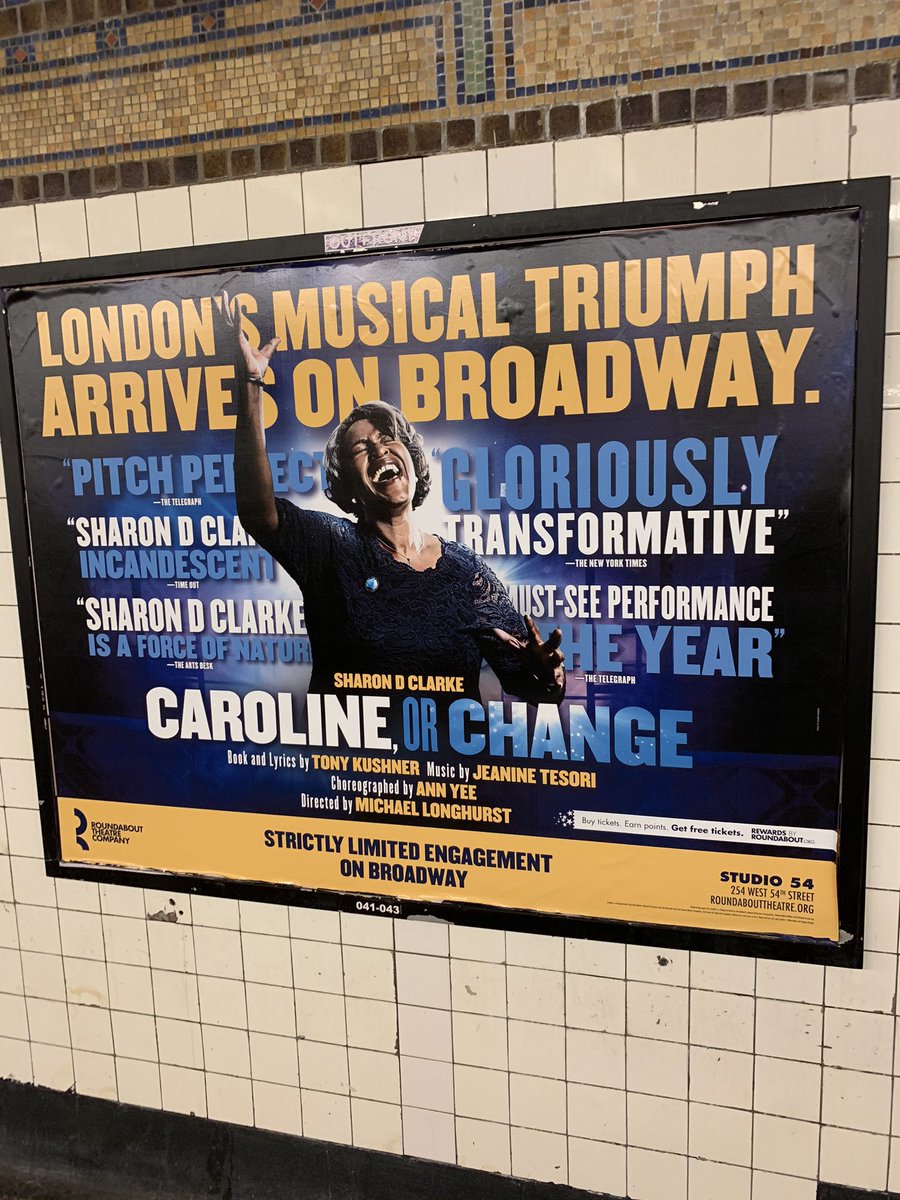 Broadway may be temporarily shutdown but my heart has been FILLED with joy after seeing this new gorgeous ad for #CarolineorChange at my subway. CC: @McKennaSusie xx