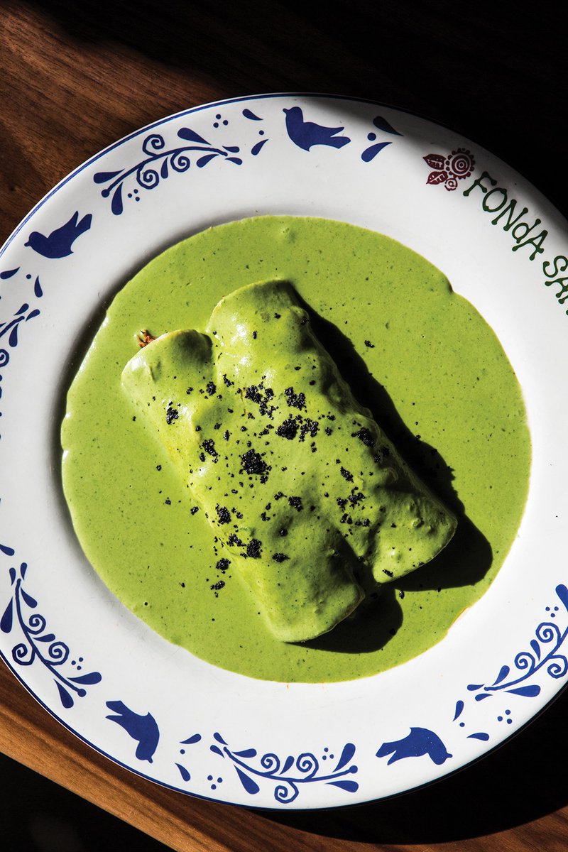 The Enchiladas Verdes are one of our most popular dishes here at Fonda San Miguel | Savor the rich flavor and culture of this dish this weekend, call to make your reservation now

📸: @jessattie