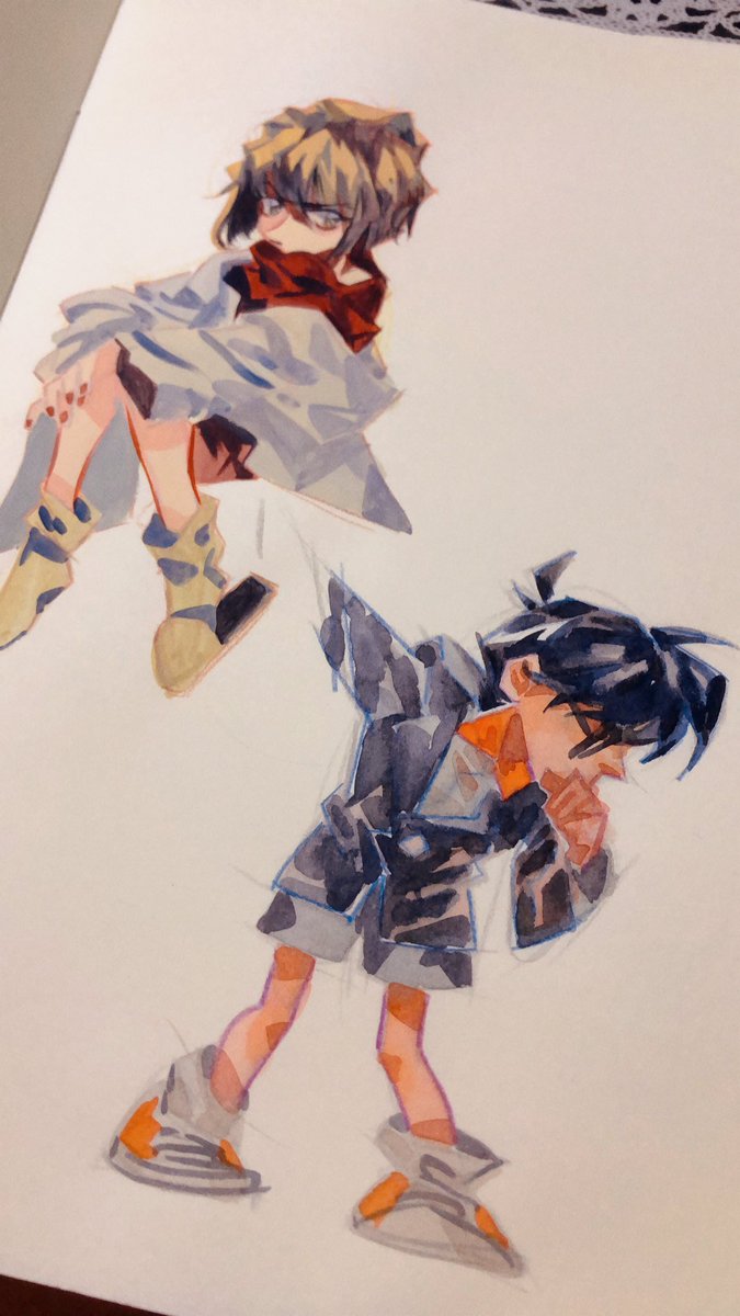 Bakeddeer's tweet image. Gouache/Posca/watercolor
Detective conan doodles ^^