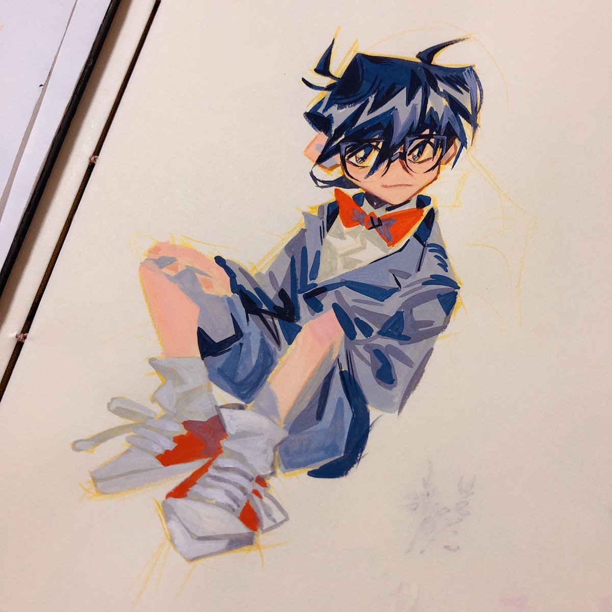 Bakeddeer's tweet image. Gouache/Posca/watercolor
Detective conan doodles ^^