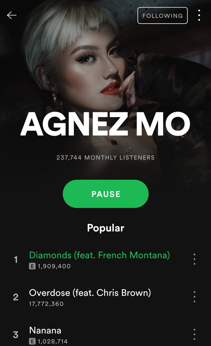 amoxtion's tweet photo. Diamonds by @agnezmo almost 2M stream keep stream it guys

Dont forget to vote her 

#Agnation #BestFanArmy #iHeartAwards https://t.co/70BsYkLJez