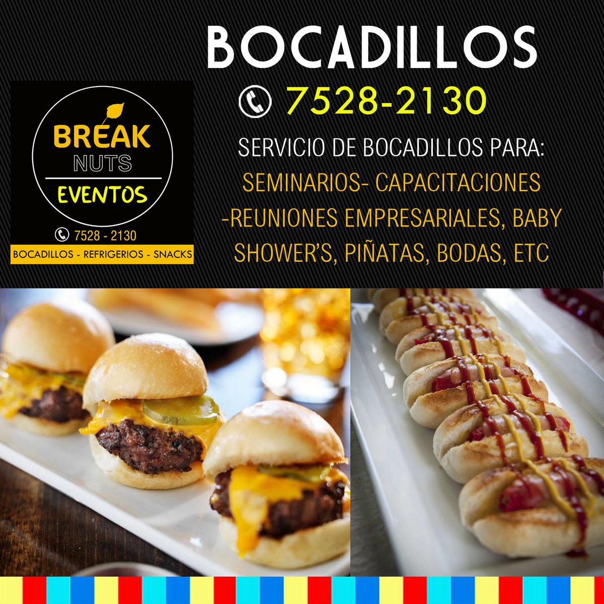 breaknuts503's tweet image. NECESITAS ALGO DIFERENTE EN TU EVENTO, FAMILIAR O CUALQUIER CELEBRACIÓN!
 NOSOTROS NOS ENCARGAMOS DE LA COMIDA!

NUESTRO NUEVO NUMERO 7528-2130 Llamanos y escríbenos para tus encargos y cotizaciones

Nosotros nos encargamos de la comida para tu evento!

@breaknuts503