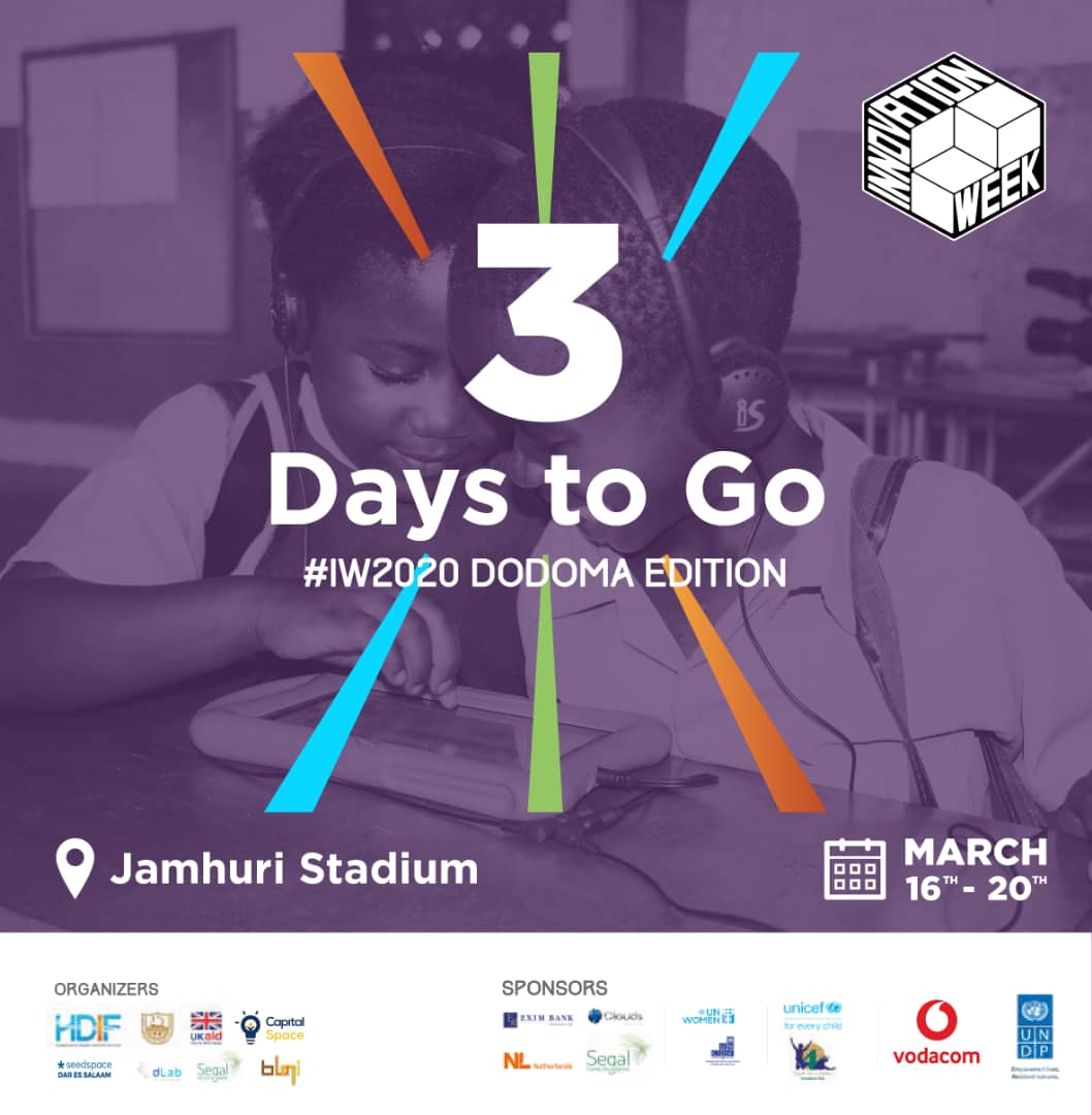 Only three days remaining to #IW2020Dodoma please register to attend series of workshops, keynotes and exhibitions from different key stakeholders and innovators.

Link to register: timetickets.co.tz/iw2020dodoma

#IW2020 
#innovate4impact 
@HDIFtz