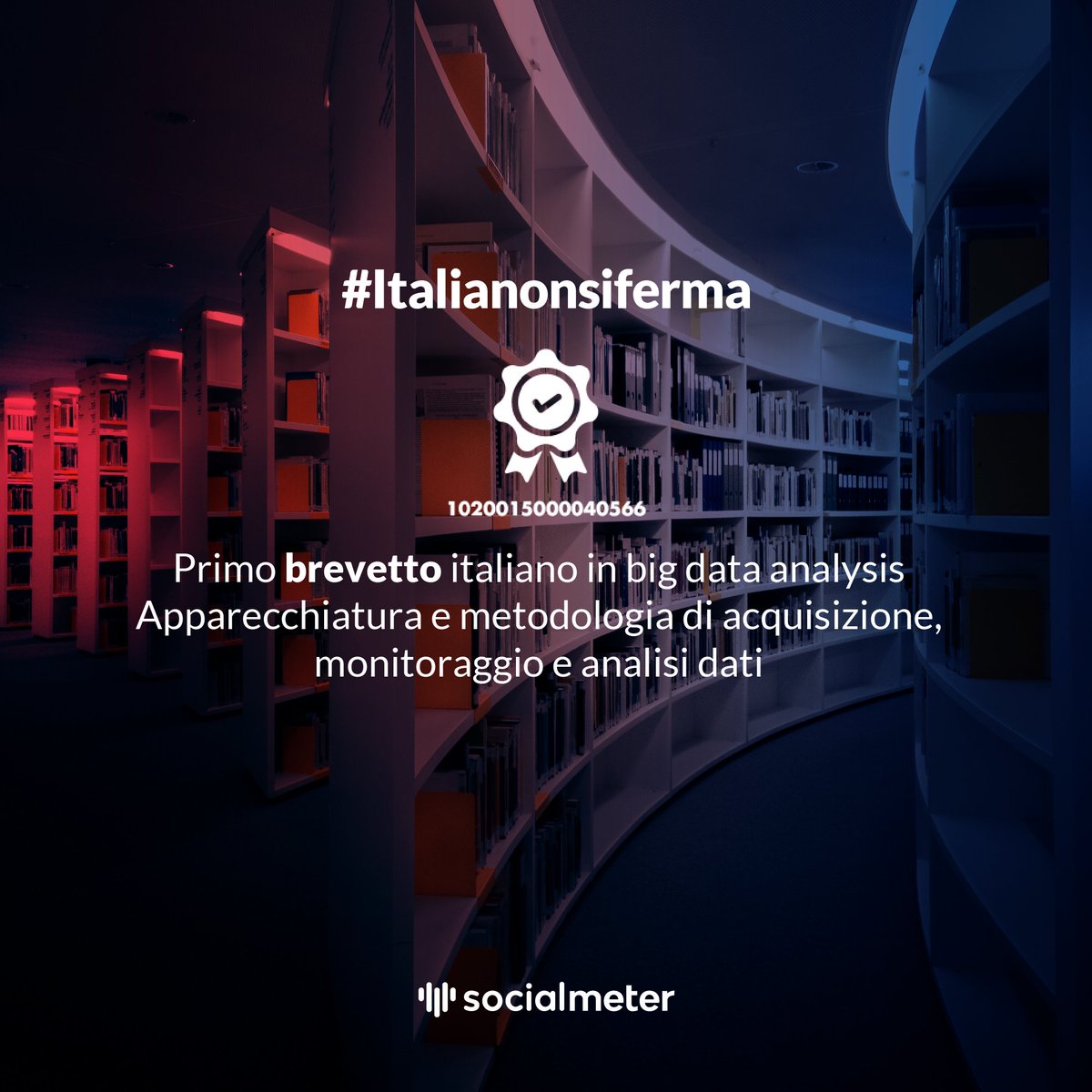 #Italianonsiferma

Con un #brevetto in Big Data Analysis, noi siamo pionieri nel settore digitale, ma le eccellenze del #MadeInItaly sono presenti in ogni area. Sosteniamo insieme le aziende del territorio in questo momento di difficoltà!

#SocialMeter #BigData #innovazione