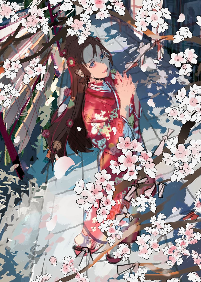 「#StartToFinish 
桜はコピペなしで全部1つずつ塗った 」|瓜うりたのイラスト