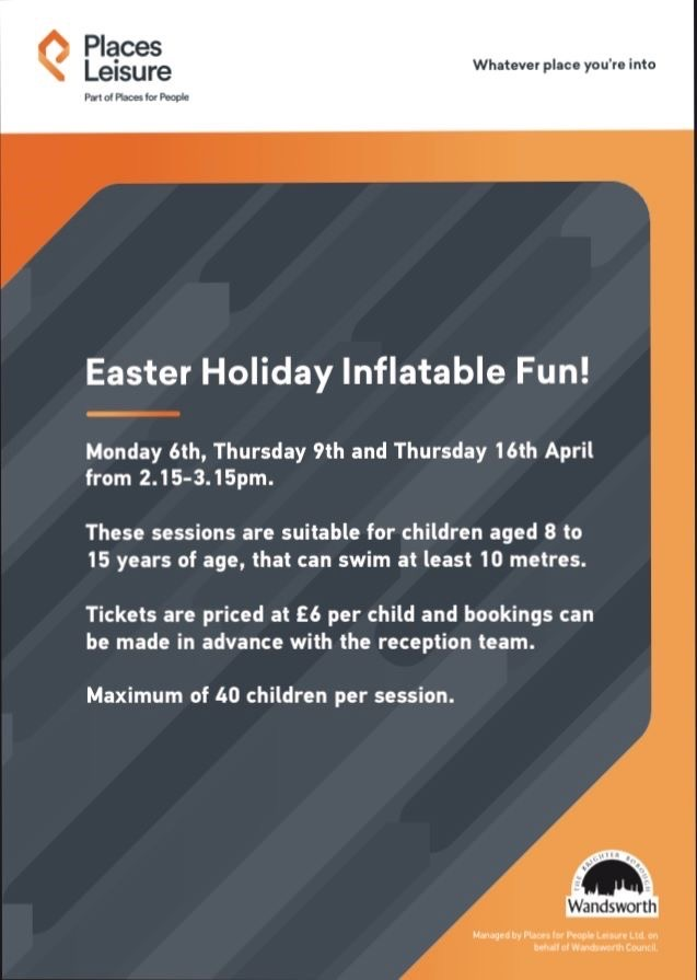 BalhamLC's tweet photo. 💦Easter Holiday Aqua Run session @ Tooting LC💦
Bookings are NOW open for our Easter sessions! Please call the main reception at Tooting to book your places.
Click here for further info https://t.co/cQuauZ3P6K https://t.co/WcuY1St992