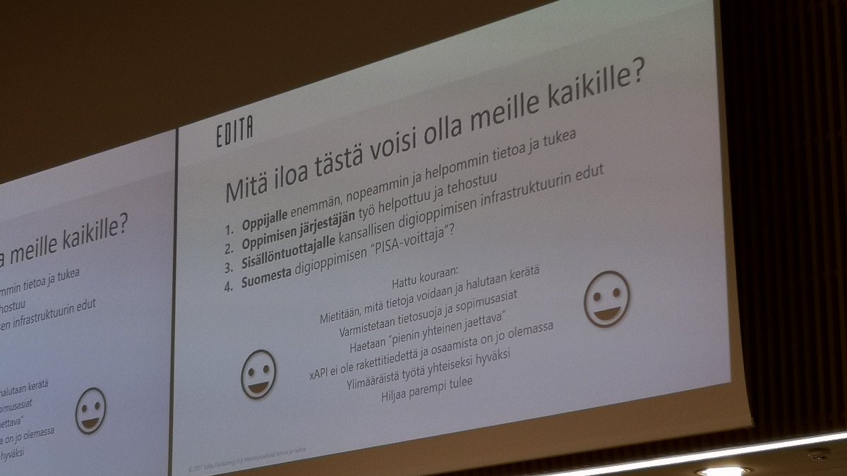 educloudallianc's tweet photo. #xAPI'n avulla voimme tarjota oppijalle enemmän ja helpommin tietoa ja tukea, oppimisen järjestäjän työ helpottuu ja tehostuu sekä xAPI tarjoaa sisällöntuottajalle kansallisen digioppimisen infrastruktuurin edut. – @Kalle_Huhtala @EditaPublishing #edtech #koulutus #xapi_fi https://t.co/TUTukp7Oef