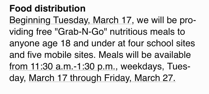 SapnaKmd's tweet photo. So proud of my community. Schools closed for 2 weeks and school district will operate 9 “Grab ‘n Go” Food Centers for students who depend on free school lunches. ❤️
Strong work, @HCPSS. #tweetiatrician #publichealth #covid19 https://t.co/pAWPEds0m3