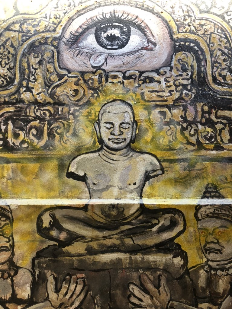 kpackteacher's tweet photo. Our Cambodian students were a wealth of information while we translated the traditional symbols found in contemporary #khmerart #streetart #HWEO #g4pyp #pyp #artsed #fieldtrip @ISPPCambodia @szyberger @carney_dana https://t.co/r1zoOK9qrf