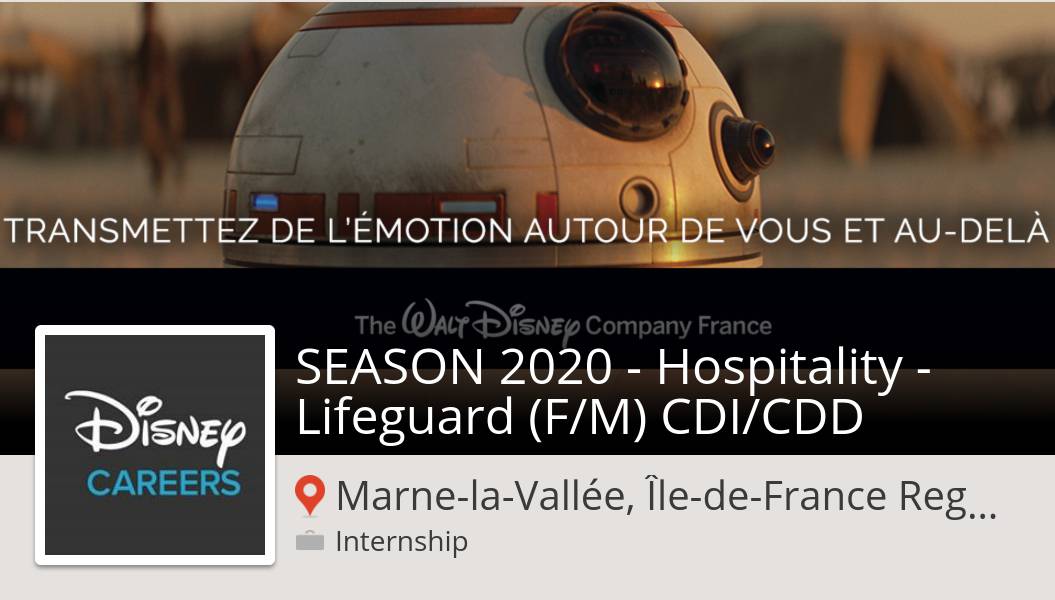DisneyFred's tweet photo. Êtes-vous un(e) SEASON 2020 - #Hospitality - #Lifeguard (F/M) CDI/CDD #stage #MarnelaVallee? #Disney n'attend que vous! #stage  #DisneyJobs https://t.co/fSRyRfgcQO https://t.co/6OCVWXhdEZ