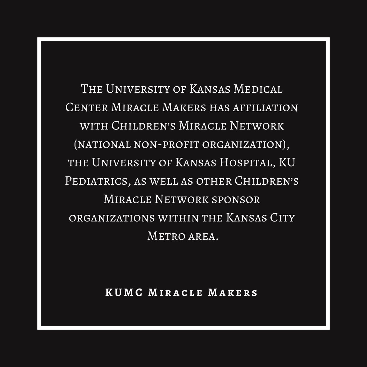 KUMCMM's tweet photo. What is Miracle Makers? Read here about who we are and what we do for the KUMC community ❤️💙🤍💛 https://t.co/fF4b7FmrO4