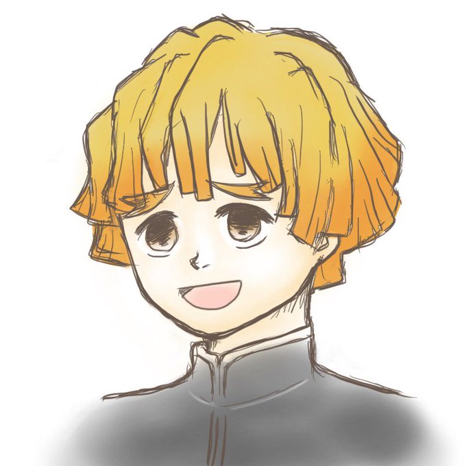 かおり👩‍🦽車いす乗りさんがTwitterに投稿した我妻善逸(鬼滅の刃)のイラスト。